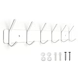 SYPEN Kleiderhaken Wand, Garderobenleiste Metall, Wandgarderobe Edelstahl, Hakenleiste Garderobe, Hakenleiste für Schlafzimmer Bad, Garderobenhaken für Kleidung, Jacken Halter (Weiß, 6 Haken)