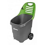 Ribimex Mehrzweck-Gartenwagen, Fassungsvermögen 65 Liter, Gestell aus Polypropylen, 2 Kunststoffräder, ergonomischer und praktischer Griff, integrierter Bürstenhalter – PRCG65