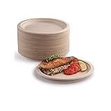 YIEN 50 x pappteller, 100% biologisch abbaubar und kompostierbar, umweltfreundlicher, strapazierfähiger, recycelbarer Essteller, perfekt für Picknicks, Grillabende (17,8 cm)