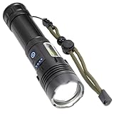 EXAOMBLE 1 Satz Wasserdichte Aufladbare Camping Taschenlampe mit Zoomfunktion Outdoor Aktivitäten Notfälle und Kompakt USB Ladegerät Hohe Helligkeit