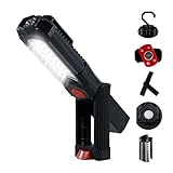 REV LED Arbeitsleuchte TORCH – Kompakte Akku Handlampe mit 360° Magnetfuß & Aufhängehaken, ideal für Werkstatt & KFZ, schwarz-rot