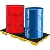 Plattform zur Auffangwanne mit Gitter, stapelbare modulare Plattform, modulare Plattform zur Auffangwanne mit Auslass, Plattform zur Auffangwanne mit Fass, gelb-schwarze modulare Palette zur Auffangwa