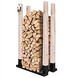 Generisch Kaminholzregal Holzregal Feuerholzregal Brennholzregal aus Holz und Metall 80cm