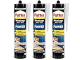 Pattex Montagekleber Power, Baukleber mit starker Anfangshaftung, Kraftkleber für saugende Materialien, Kleber für innen & außen (3er Pack)