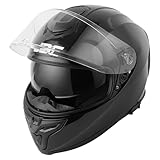 JDC Motorradhelm Full Face - Einziehbares Doppelvisier ECE 22.06 - Sabre - Schwarz - M