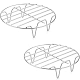 2 Stück 17,8 cm runde Luftfritteusen Kochgitter Edelstahl Dehydrator Tablett zum Backen, Braten, Grillen und Dämpfen Backblech