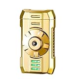 Winddichtes Metallfeuerzeug, Nachfüllbar, Butan, Sichtbares Luftfenster, Tragbar Und Langlebig, Rote Flamme, Geeignet for Kerzencamping(Gold)