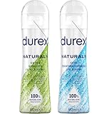 Durex Naturals Gleitgel 50 ml + Extra Feuchtigkeitsspendend Gleitgel 50 ml – Kleines Gleit-Duo für unterwegs – 100% natürliche Inhaltsstoffe