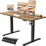 JUMMICO Höhenverstellbarer Schreibtisch Höhenverstellbar Elektrisch, Ergonomischer Steh-Sitz Tisch Stehpult Verstellbarer Computertisch,Stehschreibtisch Bürotisch Standing Desk,120 x 60 cm, Braun