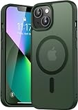 Natiiozie Magnetisch Hülle Kompatibel mit iPhone 14/iPhone 13, Matt Handyhülle Kompatibel mit MagSafe, Stoßfest Kratzfest Schutzhülle Nie Vergilbung Rückseite Dünn Case Grün
