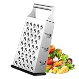 Vierkantreibe, Reibe Edelstahl, 4-Seitige Küchenreibe zum Mittleres, Feines und Mikrofeines und Hobeln Reiben, Reibe für gemüse mit Rutschfestem Boden, Käsereibe, Gemüsereibe, Kartoffelreibe, Raspel