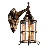 Rustikale Bernstein Glas Wandleuchte 1-Pack, Bronze, industrielle Bauernhaus Lampe Wandleuchter Veranda Beleuchtung Wasserdicht Retro-Lampe für Innen Schlafzimmer Wohnzimmer im Freien（keine Glühbirne）