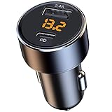 USB C Kfz Auto Ladegerät, 30W /2.4A Zigarettenanzünder USB Ladegerät Mini Schnellladung, 18W PD 12V & 12W USB Auto Steckdose KFZ Ladegerät mit LED Voltmeter für Telefon, Tablet (Black)