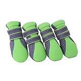 PEPLAYTAL Atmungsaktive Hundeschuhe für Kleine rutschfeste Pfotenschutz Boots Grün für Outdoor Aktivitäten Schutz Abrasiven Oberflächen und Schlechtem