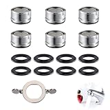 6 Stück Strahlregler M24, Wasserhahn Aufsatz Strahlregler Wasserhahn Sieb Einsatz mit Edelstahl- und ABS-Filte inkl 8 Dichtung und 1 Verchromten Schlüssel für Wasserhähne