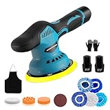 Akku Poliermaschine, 6 Zoll 145mm Autopolierer mit 2x2000mAh 12V Akkus,8 Variable Geschwindigkeiten Poliermaschine Auto,Akku Wachsmaschine für Autodetailing,Autoreinigung,Polieren von Auto