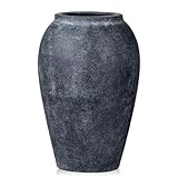 Hohe 25cm Keramikvase Handgemachte Vintage Vase Terrakotta-Vase Tischvase mit Griffen aus Keramik für Deko Wohnzimmer Home Office, Vase für Pampasgras, Rustikales Antikes Dekor