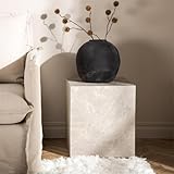 York Sofa Tisch - Marmor Look Couchtisch Beistelltisch 40x40x45 cm (L x B x H) beige mit leicht sichtbarer Verarbeitungskante