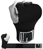 BEAST RAGE Boxbandagen Herren, Gelhandschuhe MMA 75 cm lang Boxbandagen elastisch, gepolstert Gel Innenhandschuhe Boxen, Boxsack, Training Muay Thai, Handbandagen Kinder (Schwarz, L (Adult))