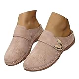 Orthopädische Damen-Sommer-Sandalen, geschlossene Zehenpartie, breite Passform, Slipper, leger, orthopädische Sandalen, atmungsaktiv, Sommerschuhe, Schnallenriemen, Keilabsätze, Plateau-Clogs, rose