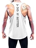 1er Pack Herren Workout Tank Top, Sommer Ärmelloses T-Shirts Gym Tanktop Schnelltrocknendes Muskelshirt Fitnessstudio Workout Weste Bodybuilding Sleeveless Sport Laufshirt für Männer White-L