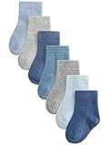 NEXT 7er-Pack Babysöckchen Blau/Grau 6 Monate