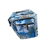 BESTonZON Camouflage Fahrrad doppeltasche Große Gepäckträgertasche mit Seitentaschen und Trinkflaschenhalter Robuste Hinterradtasche für Mountainbike Abnehmbar und Vielseitig für Camping