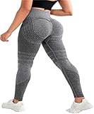 3D-Kompressionsleggings für Damen, Anti-Cellulite, schlankmachend, Scrunch Bums Leggings, hohe Taille, nahtlos, Push-Up, blickdicht, Fitnessstudio, Yoga-Leggings, Laufen & Activewear (Grau, S)