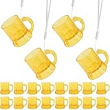Druuzyl 20 Schnapsgläser mit Henkel, Schnapsgläser aus Kunststoff zum Aufhängen, gelb, für Party mit 20 Ketten, Halskette für Junggesellenabschied für Hochzeit Geburtstag Junggesellinnenabschied