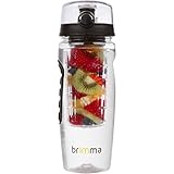 Brimma 1L Trinkflasche mit Früchtebehälter - Wasserflasche mit Fruchteinsatz - Auslaufsichere Sport Flasche - Sportflasche Water Bottle - Passt in jede Sporttasche, Schultasche, Rucksack