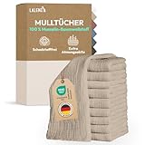 Laleni Spucktücher Baby im 10er Set aus Reiner Baumwolle - schadstofffreie Mulltücher Baby 70x70 - zert.saugstarke Mussellintücher weich - Musselin Tuch als Mullwindel waschbare Mulltücher - Beige