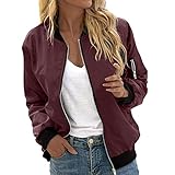 Bomberjacke Damen Blumenmuster Coat Sommer Blouson Reißverschluss Herbst Frühling Jacket Mädchen Sommerjacke Kurz Outwear College Jacke leichte Pilotenjacke Langarm Fliegerjacke Pilotenjacke