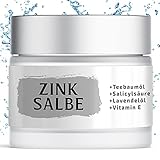 Leafy Zinksalbe gegen Pickel | Hochdosiert+Teebaumöl+Salicylsäure|50 ml|Naturkosmetik|Anti Pickel Creme gegen unreine Haut | Satisa