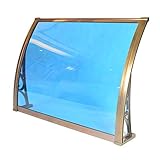 Türvordach, Fenstermarkise, Terrassen-Sonnenschutz aus Polycarbonat, Sonnenschutz-Markisenabdeckung für den Außenbereich, Champagnerhalterung, 7 Größen anpassbar (Blau, 80 x 100 cm)