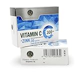 Vitamin C + Zink, 300mg, Hochdosiert, unterstützt Immunsystem, gegen Müdigkeit, stärkt die Eisenaufnahme - VEGAN, 30 Tabletten, Gluten- & Laktosefrei - HERBAL THERAPY