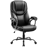 Yaheetech Chefsessel ergonomisch Bürostuhl Computerstuhl Hoher Rücken Schreibtischstuhl Drehstuhl Polsterung Höhenverstellbarer Office Stuhl Kunstleder Schwarz