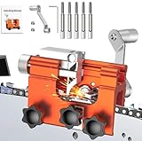 Kettensäge Schärfgerät, Tragbar Handkurbeln Kettensägenschärfer mit 5 Schleifköpfen, Motorsägen Kettenschärfgerät, Zahnschärfer, Sägeketten Schärfgerät Zubehör für alle Arten von Kettensägen