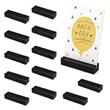 Naler 12 Stück Kartenhalter Holz Tischkartenhalter Kartenständer Menükartenhalter Postkartenhalter Fotohalter für Hochzeiten, Restaurants, Bankette und Partys Menükartenhalter (Schwarz)