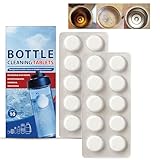 ALIMUJIU Trinkflaschen Reinigungstabletten, Skala einweichen und auflösen, Wasserbecherreinigung Sprudelabletten für Sportflaschen, Kannen aus Kunststoff für die einfache Flasachenreinigung (20pcs)
