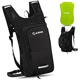 SASMO® Fahrradrucksack klein 8L (Schwarz) - Thermofach & Helmnetz | MTB Rucksack & Skirucksack - Ultraleicht 350g | Fahrrad Rucksack wasserdicht - inkl. Regenschutz | Fahrradrucksack Herren & Damen
