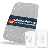 Badewanneneinlage, Wanneneinlage, Badematte Step ca. 38x72 cm, grau, 100% TPE | inkl. 2 Haken | frei von PVC, Phthalaten, Blei, Latex | TÜV geprüft | Made in Germany