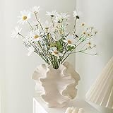 Keramik Vase, SUKIYPO Beige Moderne Vasen für Nordisches, Vasen Deko, ästhetische Boho Blumenvase für Zuhause, Wohnzimmer, Büro, Bauernhaus, Couchtisch Dekoration