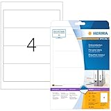 HERMA 8621 Ordnerrücken Etiketten kurz breit, 10 Blatt, 192 x 61 mm, 4 pro A4 Bogen, 40 Stück, selbstklebend, bedruckbar, blickdicht, blanko Papier Ordneretiketten Rückenschilder Aufkleber, weiß
