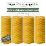 Figura Santa® Bienenwachskerzen Adventskerzen 4er Set Kerzen Adventskranz Stumpenkerzen aus 100% Bienenwachs-Platten Weihnachtskerzen | Größe: 10x4 cm lange Brennndauer ca. 7 h