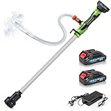Akku Regenfasspumpe Wasserpumpe mit 2xAkkus, Kabellose Stab-Wasserpumpe, Max. Förderleistung 3000 L/h und Förderhöhe 10 m, Tauchdruckpumpe Kompatibel mit Makita Akku 18V für Pool/Gärten/Teiche