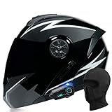 Bluetooth Klapphelm Motorradhelm Modularer Motorradhelm Integralhelm mit Anti-Fog-Doppelvisier DOT/ECE-Zulassung mit Mikrofon für Automatische Beantwortung Integrierter Rollerhelm