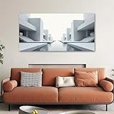 lianyibo 1 Stück große moderne Landschafts-Leinwand-Kunstdrucke, weicher, anmutiger digitaler Minimalismus mit Badezimmer- und Schlafzimmerdekor, 50 x 100 cm, Rahmen