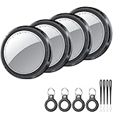 Air Tracker Tag Schlüsselfinder 4er Pack, Koffer Tracker Kompatibel mit Apple Wo ist? APP (Nur iOS), Bluetooth Key Finder für Gepäck/Taschen/Brieftasche, Smart KeyFinder, Austauschbarer Akku, Schwarz