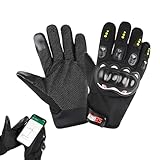 GNALIA Gants Moto Schwarz Einheitsgröße Taktische Handschuhe Mit Protektor Touchscreen Atmungsaktiv Vollfinger Für Motocross Quad Mountainbike 1 Paar