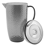 Cambridge CM07652GEU7 Großer Fete-Krug – 2-Liter-Kunststoffkrug, BPA-freier Wasserkrug mit Deckel, Diamanteffekt, nur Handwäsche, ideal für Außenbereich, ideal für Partys, Camping und Picknicks, grau